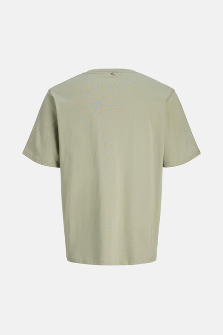 Groen T-shirt met korte mouwen van ORIGINALS BY JACK & JONES, effen design, achterkant.
