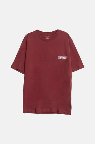 T-shirt à manches courtes rouge de ORIGINALS BY JACK & JONES, avec imprimé libellule et texte.