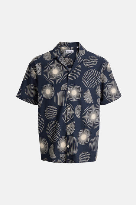 Chemise multicolore à manches courtes de PREMIUM by JACK & JONES, avec un motif de cercles et de lignes.