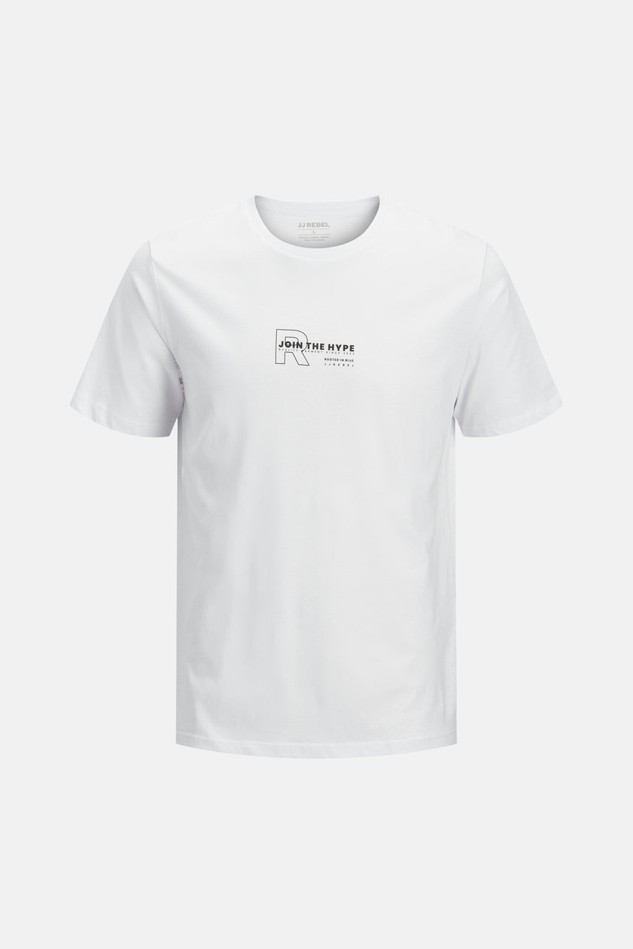 T-shirt blanc à manches courtes JJREBEL, avec un imprimé sur la poitrine.