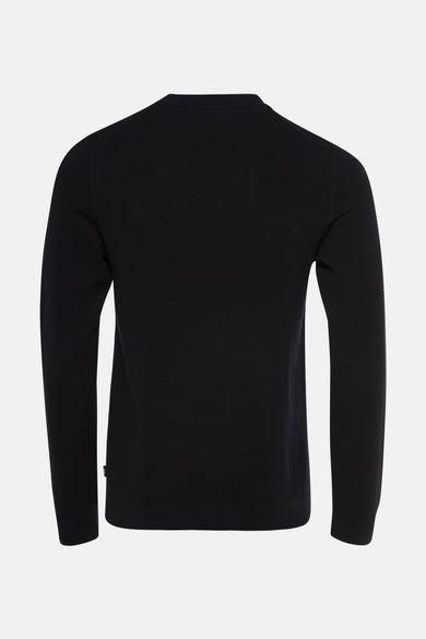 Sweat-shirt noir à col rond de PREMIUM par JACK & JONES, avec une subtile texture sur le dos.