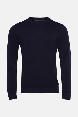 Blauwe trui met ronde hals van PREMIUM by JACK & JONES, met een subtiele textuur.
