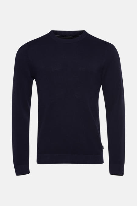 Blauwe trui met ronde hals van PREMIUM by JACK & JONES, met een subtiele textuur.
