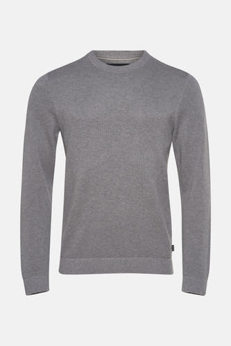 Grijze trui met ronde hals van PREMIUM by JACK & JONES, met een subtiele textuur.