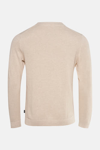Beige trui met ronde hals van PREMIUM by JACK & JONES, effen textuur op de achterkant.
