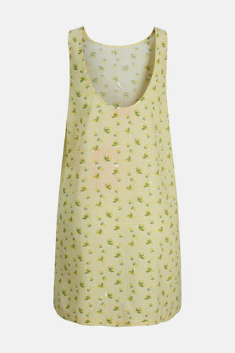 Robe sans manches jaune de JJXX avec un motif à carreaux fin et des motifs de citron.