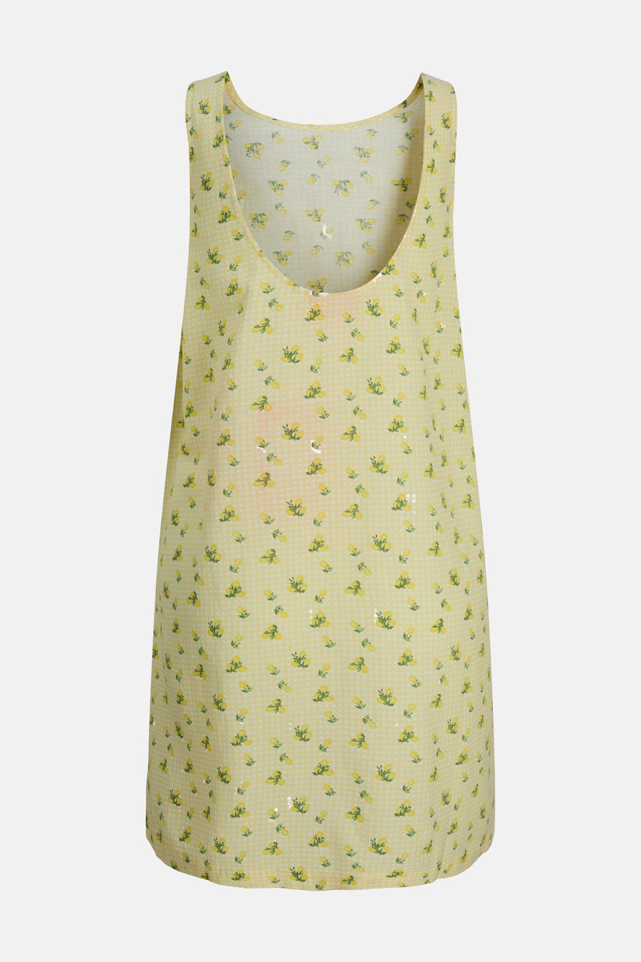 Robe sans manches jaune de JJXX avec un motif à carreaux fin et des motifs de citron.