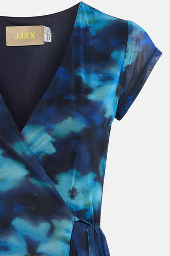 Blauw T-shirt van JJXX, met korte mouwen en een abstracte, blauwe print.