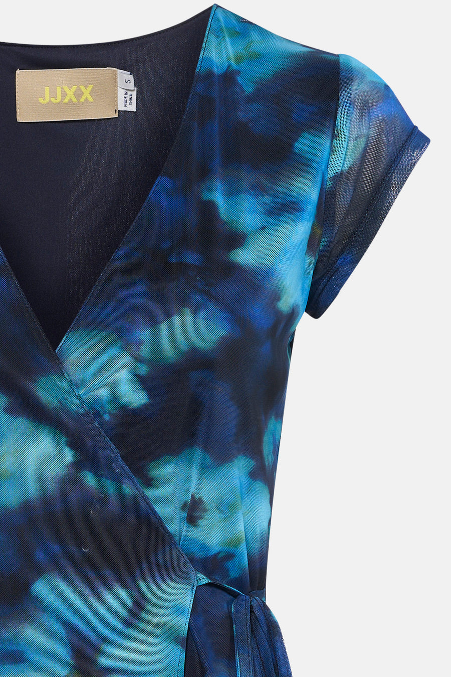 Blauw T-shirt van JJXX, met korte mouwen en een abstracte, blauwe print.