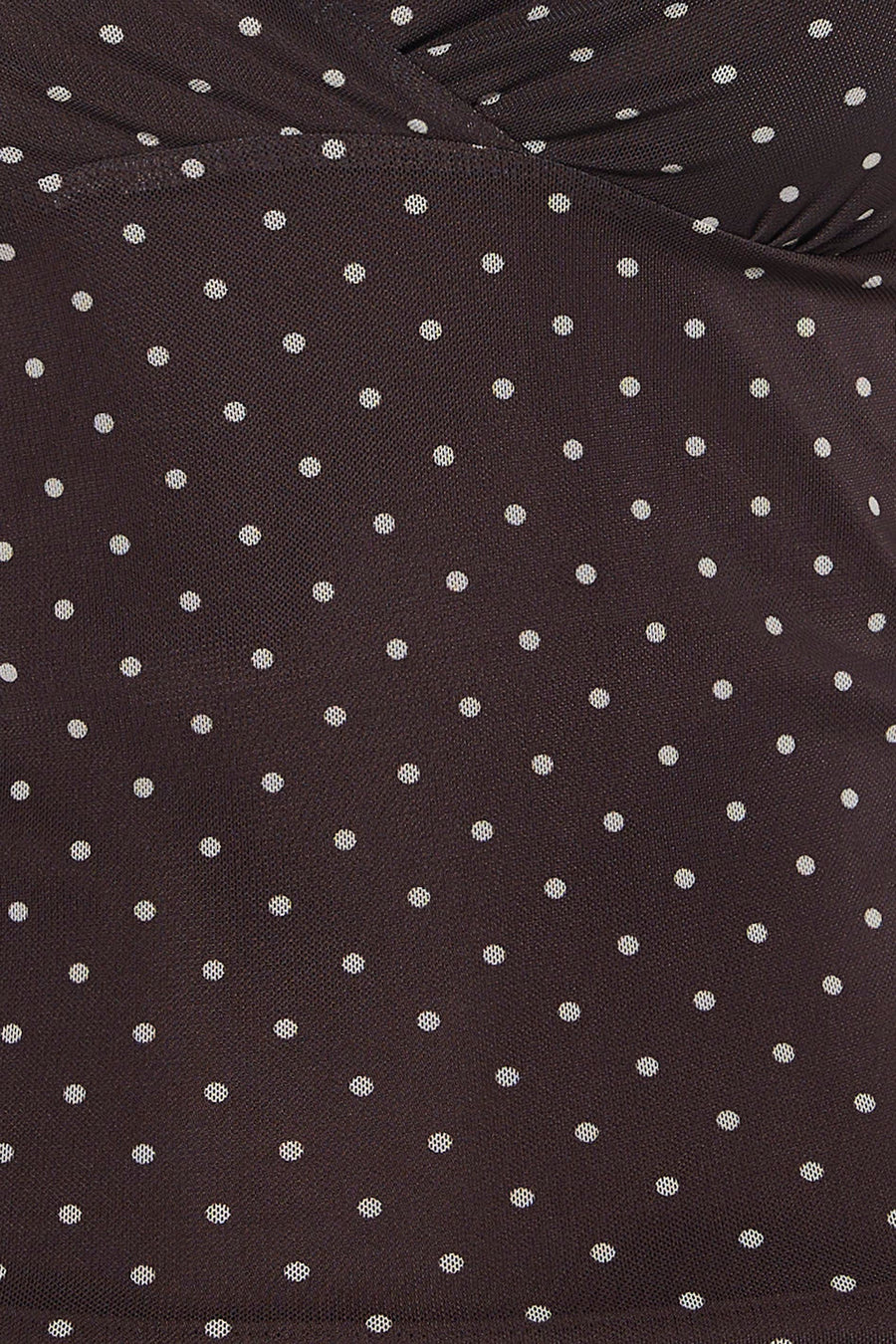 Chemisier marron de JJXX avec pois blancs tissés et plis subtils.