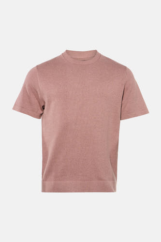 Roze korte mouwen trui met ronde hals van PREMIUM by JACK & JONES, fijn gebreid, front view