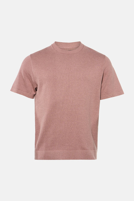 Roze korte mouwen trui met ronde hals van PREMIUM by JACK & JONES, fijn gebreid, front view