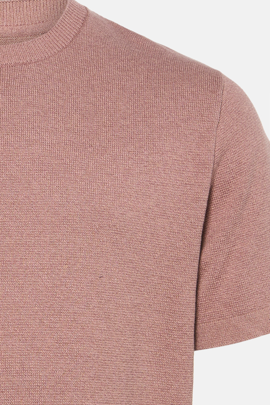 Roze ronde hals trui van PREMIUM by JACK & JONES, fijn gebreid, close-up van schouder en kraag
