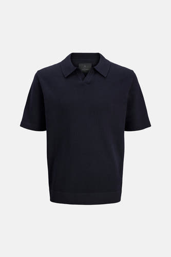 Blauwe polo met korte mouwen van PREMIUM by JACK & JONES, met een subtiele textuur.
