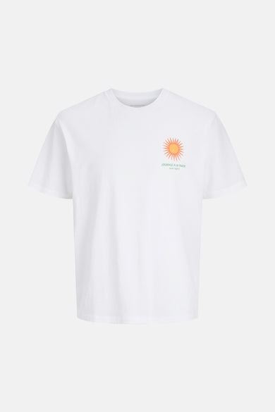 T-shirt blanc à manches courtes d'ORIGINALS BY JACK & JONES, avec un imprimé soleil Saint Tropez.
