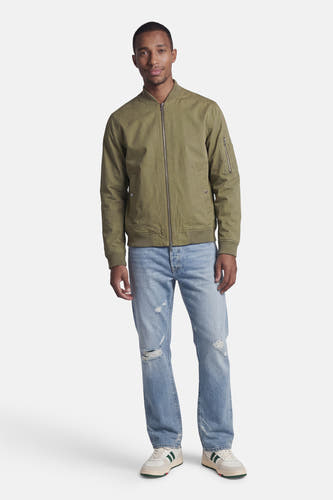 Bomber court vert de CORE BY JACK & JONES avec fermeture éclair, poignets côtelés et poches.