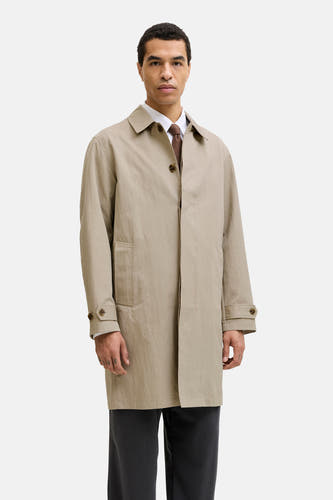 Manteau court beige de PREMIUM by JACK & JONES, avec une fermeture à boutons et des poches.