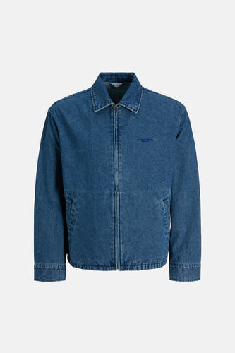 Jeansjas van denim in het middenblauw door PREMIUM BLUE by JACK & JONES, met een ritssluiting aan de voorkant.