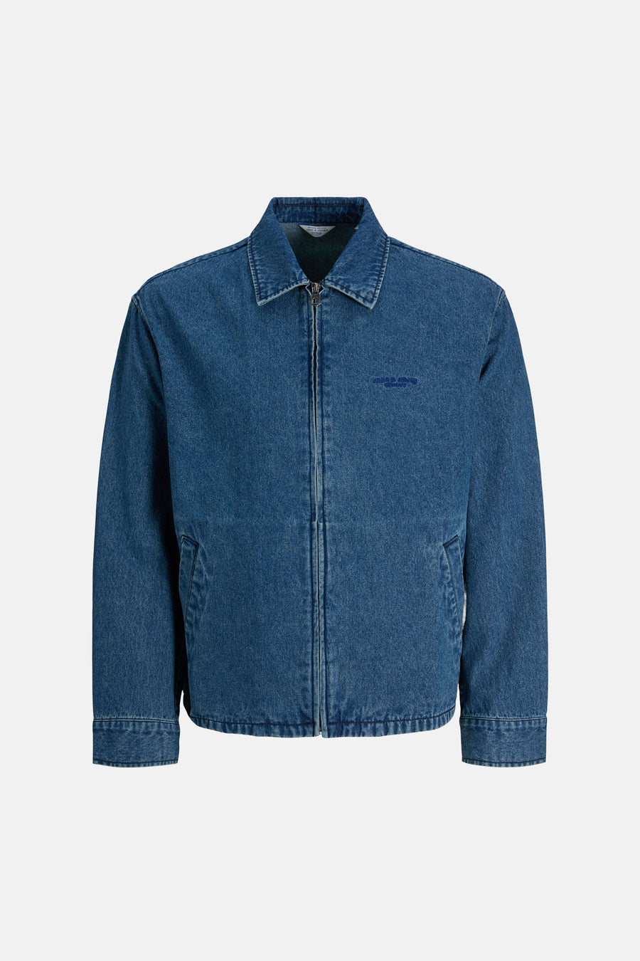 Jeansjas van denim in het middenblauw door PREMIUM BLUE by JACK & JONES, met een ritssluiting aan de voorkant.
