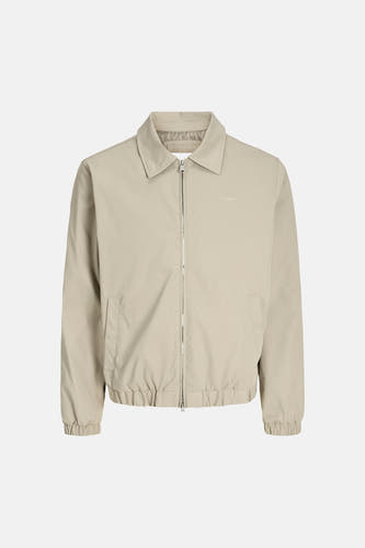 Manteau court beige d'ORIGINALS BY JACK & JONES, avec fermeture éclair et léger imprimé 'Originals'.