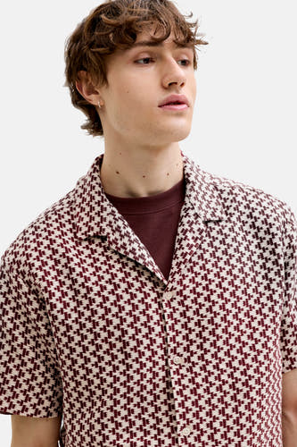 Chemise rouge à manches courtes d'ORIGINALS BY JACK & JONES, avec un motif à carreaux graphique.