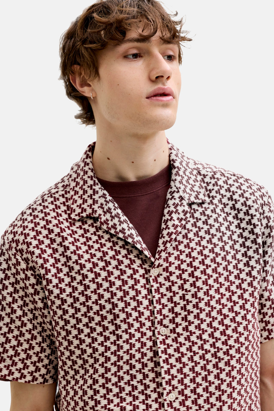 Chemise rouge à manches courtes d'ORIGINALS BY JACK & JONES, avec un motif à carreaux graphique.