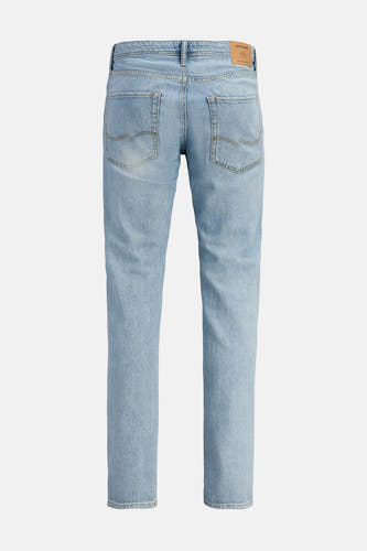 Rechte jeans van blauw denim van JACK & JONES JEANS INTELLIGENCE, met achterzakken en een bruin leren merklabel.