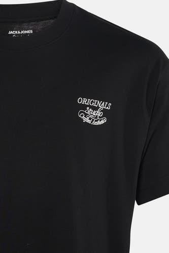 Zwart T-shirt met korte mouwen van ORIGINALS BY JACK & JONES, met witte 'Originals Studio Crafted Aesthetics' print.