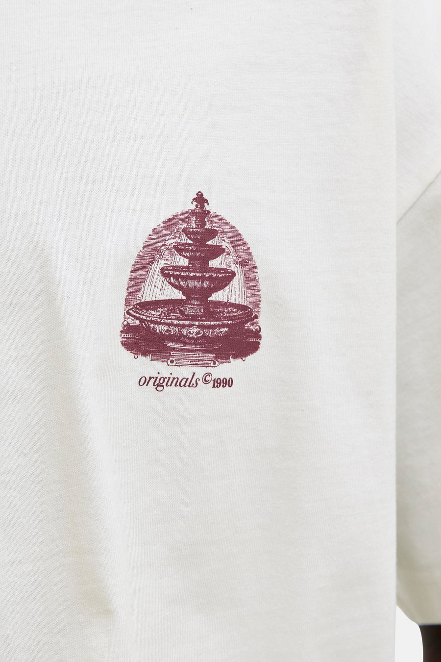 Wit T-shirt van ORIGINALS BY JACK & JONES met een vintage fontein print en het jaar 1990.