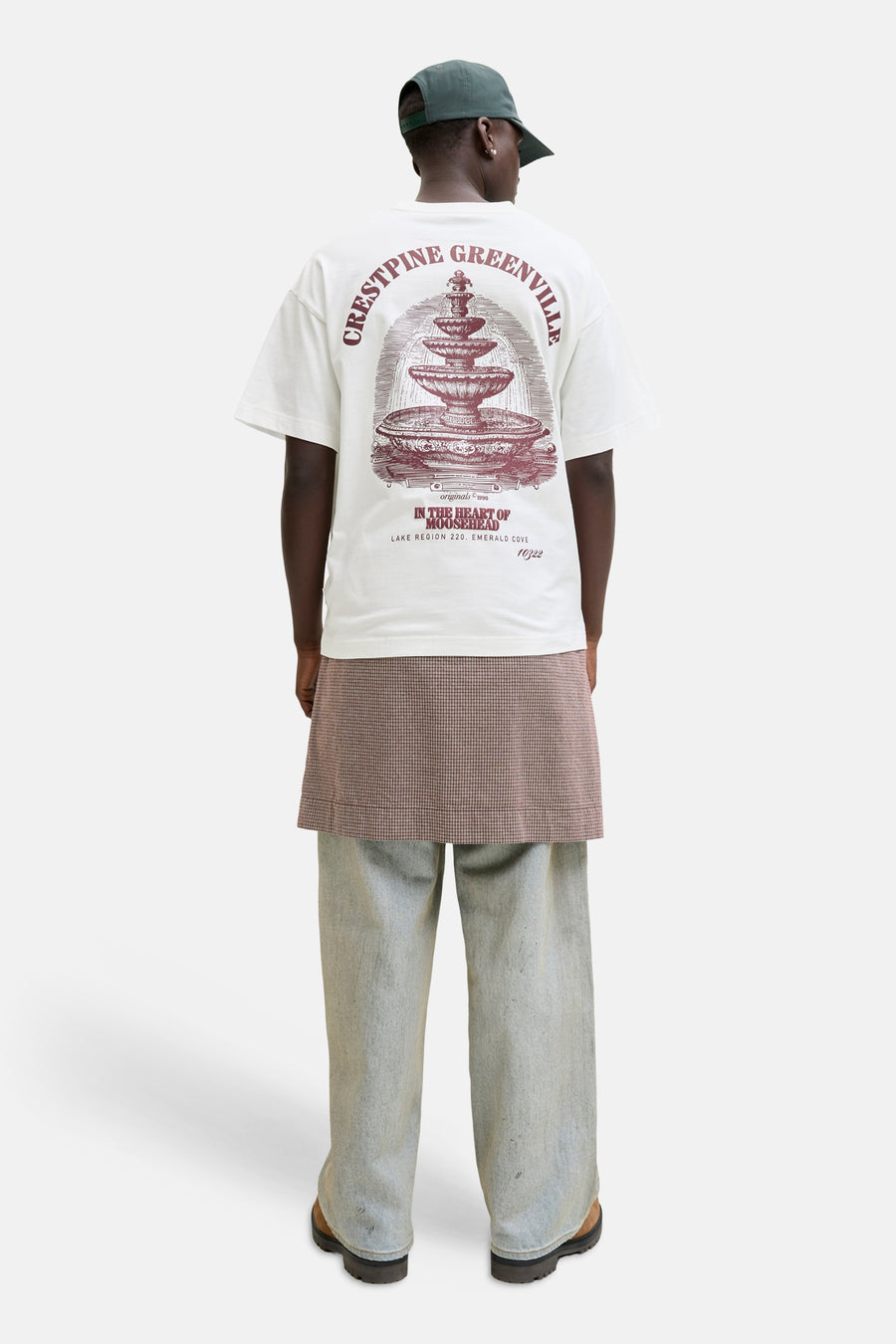 Wit T-shirt van ORIGINALS BY JACK & JONES, met een vintage geïnspireerde print van een fontein op de rug.