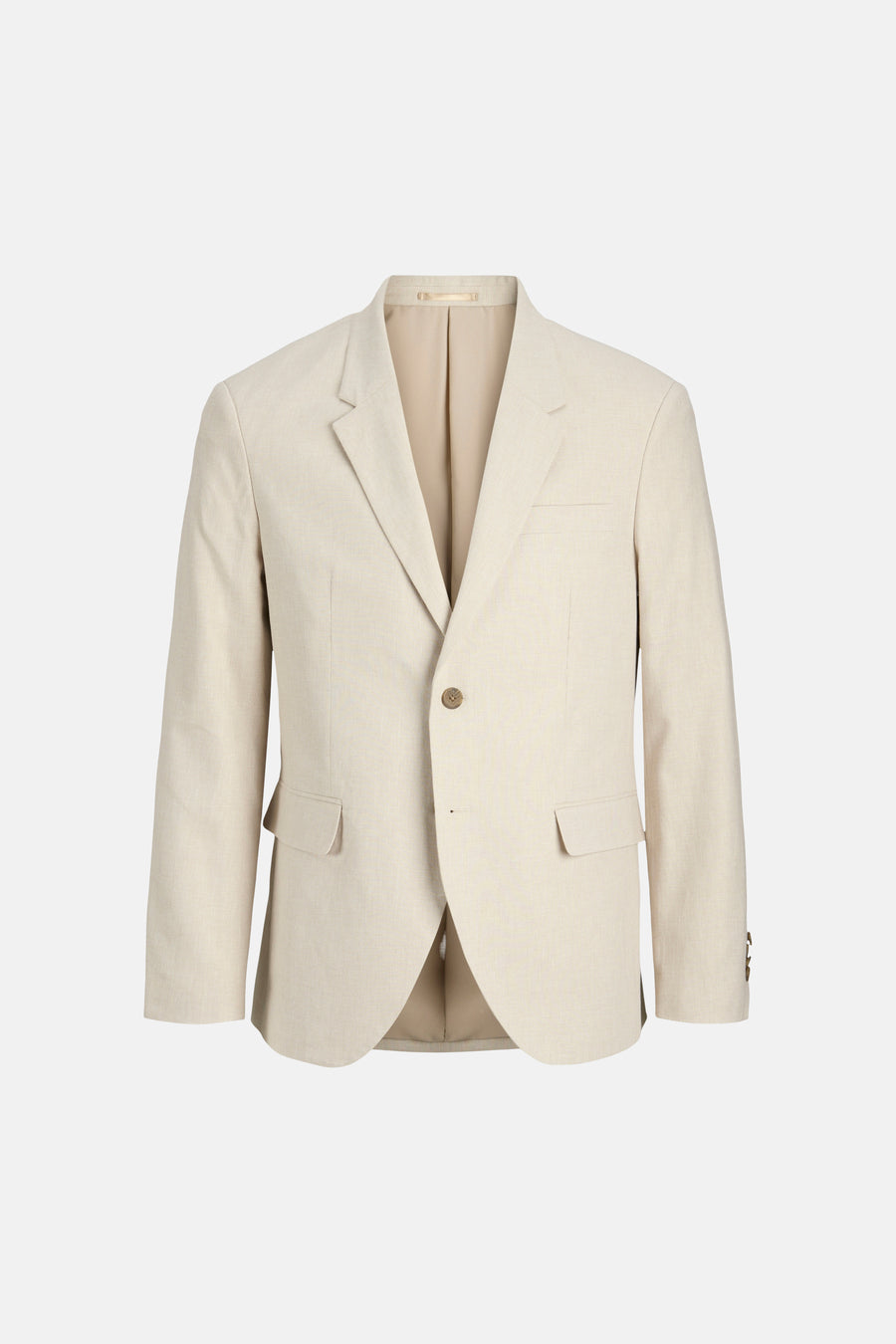 Ecru blazer van PREMIUM by JACK & JONES, enkelbreasted met twee klepzakken en een natuurlijke knoop.