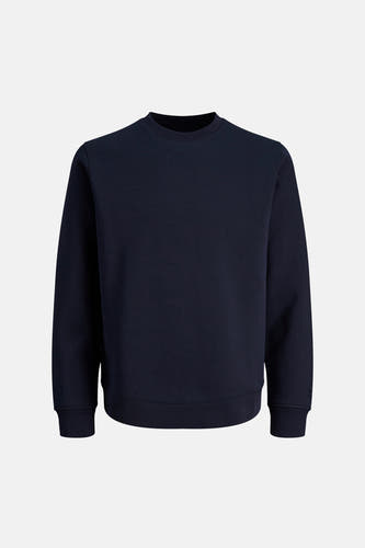 Pull bleu de PREMIUM by JACK & JONES, couleur unie et col rond.