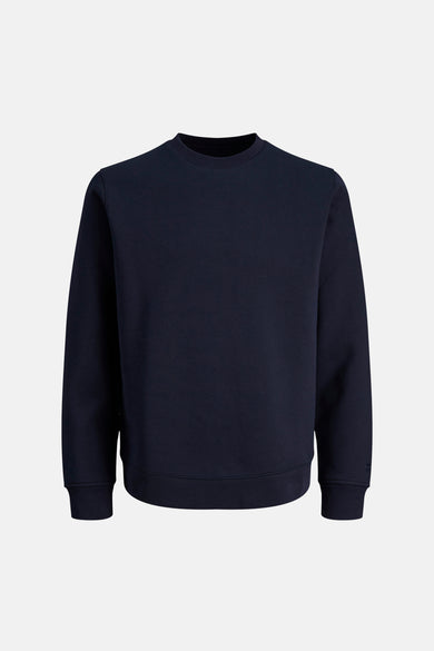 Pull bleu de PREMIUM by JACK & JONES, couleur unie et col rond.