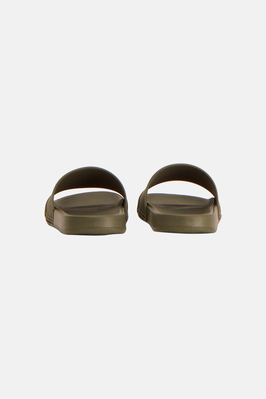 Kaki slippers van ACCESSORIES BY JACK & JONES, minimalistisch ontwerp met brede band en textuurrijke zool, front view