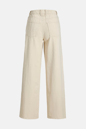 Pantalon écru de JJXX, avec jambes larges et coutures verticales au dos.