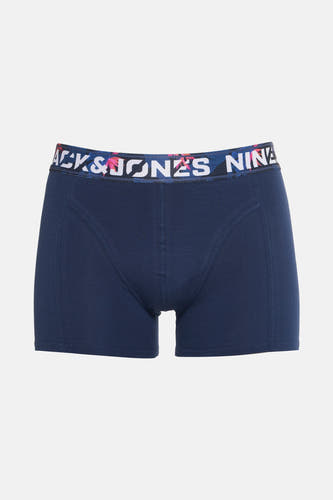 Blauwe boxershort van ACCESSORIES BY JACK & JONES met een elastische tailleband met bloemenprint.