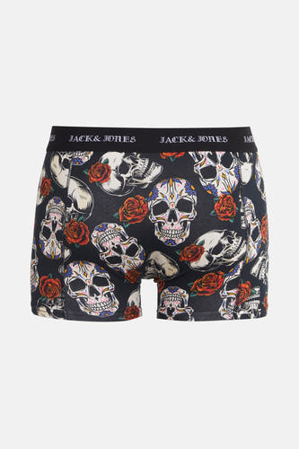 Multikleurige boxershort van ACCESSORIES BY JACK & JONES met schedels en rozen dessin.