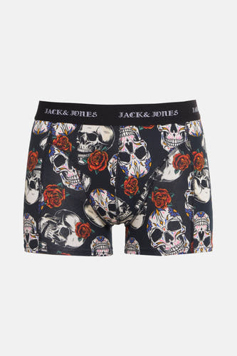 Multikleurige boxershort van ACCESSORIES BY JACK & JONES met doodskoppen en rozen.