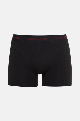 Zwarte boxershort van ACCESSORIES BY JACK & JONES, met rode tailleband met logo.