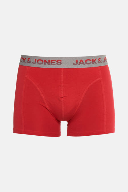 Rode boxershort van ACCESSORIES BY JACK & JONES met een grijze elastische band met logo.