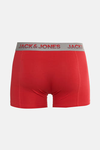 Rode boxershort van ACCESSORIES BY JACK & JONES, met een grijze tailleband met rode logo's.