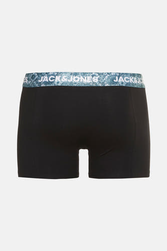 Zwarte boxershort van ACCESSORIES BY JACK & JONES, met een elastische tailleband met bloemenprint.