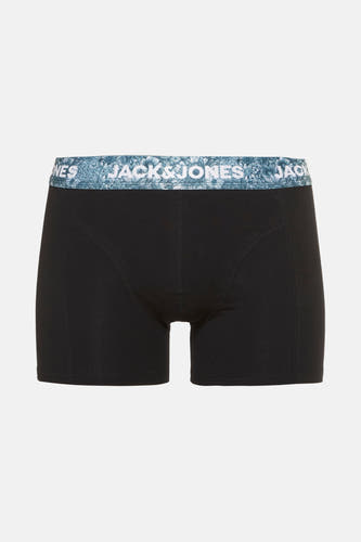Zwarte boxershort van ACCESSORIES BY JACK & JONES, met een elastische tailleband met een bloemenprint.
