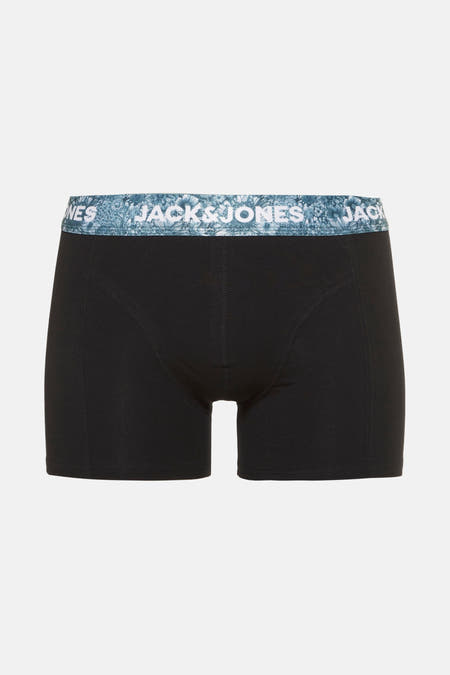 Zwarte boxershort van ACCESSORIES BY JACK & JONES, met een elastische tailleband met een bloemenprint.
