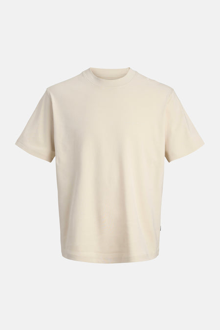 Beige T-shirt met korte mouwen van PREMIUM by JACK & JONES, met een ronde halslijn en korte mouwen.