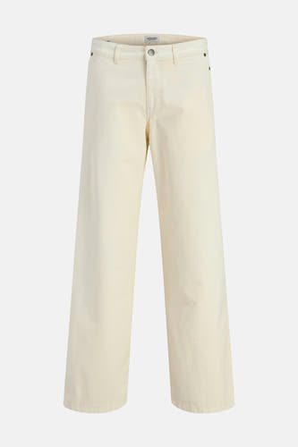 Pantalon écru de JACK & JONES JEANS INTELLIGENCE, avec poches arrière et un logo brodé.
