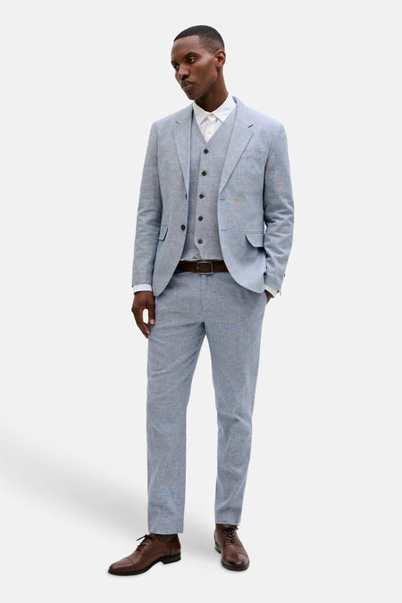 Blauw gilet van PREMIUM by JACK & JONES, met bruine knopen en een subtiele textuur.