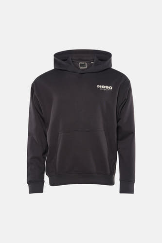 Grijze sweater met kap van CORE BY JACK & JONES, met lange mouwen en een buidelzak aan de voorkant.