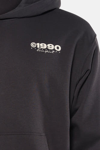 Grijze sweater met kap van CORE BY JACK & JONES, met grafische print op de borst.
