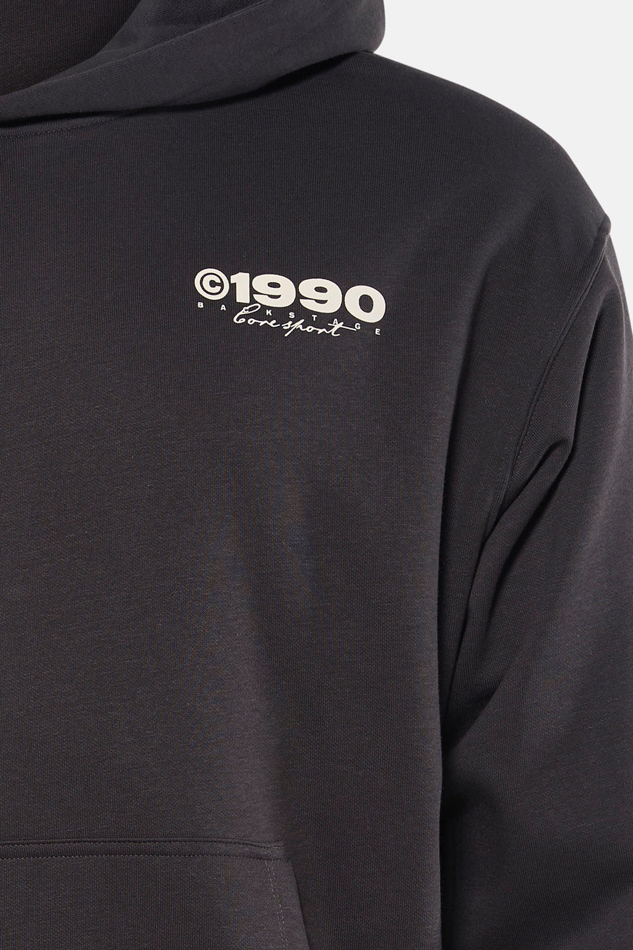 Grijze sweater met kap van CORE BY JACK & JONES, met grafische print op de borst.
